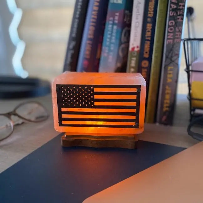 USA Flag USB Plugin Himalayan Salt Lamp Ali Salt Store