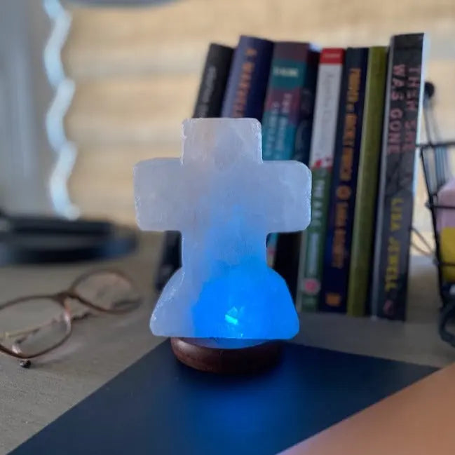 Himalayan Salt Cross USB Plugin Lamp Ali Salt Store