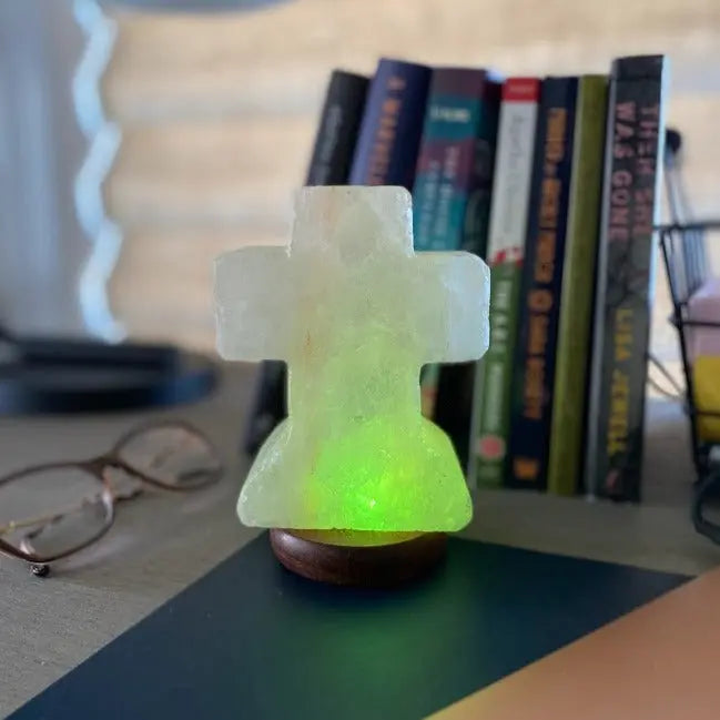Himalayan Salt Cross USB Plugin Lamp Ali Salt Store