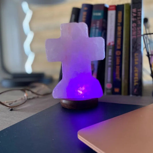 Himalayan Salt Cross USB Plugin Lamp Ali Salt Store