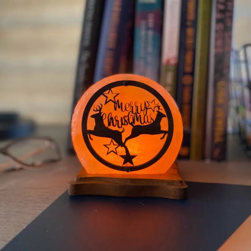 Christmas With Reindeers USB Plugin Himalayan Salt Lamp Ali Salt Store