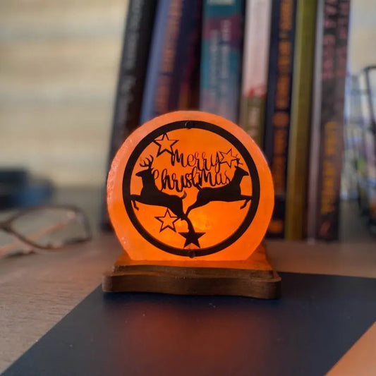 Christmas With Reindeers USB Plugin Himalayan Salt Lamp Ali Salt Store